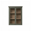Khaki Green and Wood Wall Cabinet with Clear Glass Front 70cm x 90cm