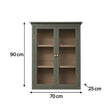Khaki Green and Wood Wall Cabinet with Clear Glass Front 70cm x 90cm