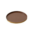 Round Cappuccino Brown & Gold Metal Display Tray - 23cm
