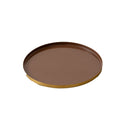 Round Cappuccino Brown & Gold Metal Display Tray - 23cm