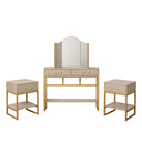 Two Drawer Dressing Table Set & Pair of One Drawer Bedside Tables - Liana Taupe Range
