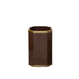 Hexagonal Chocolate Brown & Gold Edge Wooden Waste Paper Bin