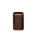 Hexagonal Chocolate Brown & Gold Edge Wooden Waste Paper Bin