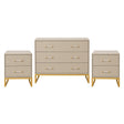 3 Drawer Chest of Drawers & Pair of Two Drawer Bedside Tables - Liana Taupe Range