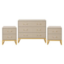 3 Drawer Chest of Drawers & Pair of Two Drawer Bedside Tables - Liana Taupe Range