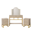 Two Drawer Dressing Table Set & Pair of Two Drawer Bedside Tables - Liana Taupe Range
