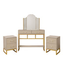 Two Drawer Dressing Table Set & Pair of Two Drawer Bedside Tables - Liana Taupe Range