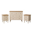 Cream & Wooden 7 Drawer Chest of Drawers & Pair of Two Drawer Bedside Tables - Claudia Range