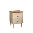 Cream & Wooden Two Drawer Bedside Table - Claudia Range