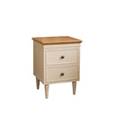 Cream & Wooden Two Drawer Bedside Table - Claudia Range