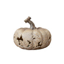 LED White & Grey Leaf Pattern Pumpkin Ornament - 23cm x 20cm