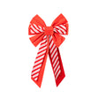Large Red & White Candy Cane Flocked Christmas Bow Decoration