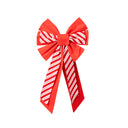 Large Red & White Candy Cane Flocked Christmas Bow Decoration