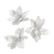 Set of 3 Silver Oil Effect Poinsettia Pick Christmas Decorations - 29cm
