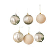 Set of 6 Assorted Gold & Champagne Round Christmas Baubles