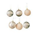 Set of 6 Assorted Gold & Champagne Round Christmas Baubles