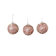 Set of 3 Blush Pink Glitter & Sequin Christmas Baubles