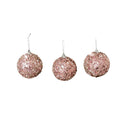 Set of 3 Blush Pink Glitter & Sequin Christmas Baubles