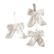 Set of 3 White Fur Christmas Bow Decorations - 19cm