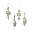 Set of 4 Champagne Silver Glitter Drop Style Christmas Baubles