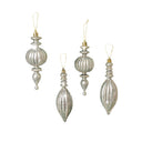 Set of 4 Champagne Silver Glitter Drop Style Christmas Baubles