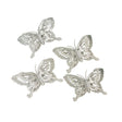 Set Of 4 Silver Glitter Butterfly Christmas Decoration Clips