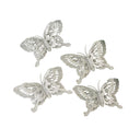 Set Of 4 Silver Glitter Butterfly Christmas Decoration Clips