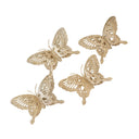 Set of 4 Champagne Gold Glitter Butterfly Christmas Decoration Clips