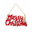 Large Dark Red Velvet & Gold Glitter 'Merry Christmas' Hanging Sign Decoration