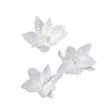 Set of 3 White Velvet & Pearl Poinsettia Pick Christmas Decorations - 29cm x 25cm
