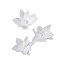 Set of 3 White Velvet & Pearl Poinsettia Pick Christmas Decorations - 29cm x 25cm