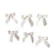 Set of 6 White Tartan Boucle Jewelled Christmas Bow Decorations