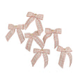 Set of 6 Small Pink Tartan Boucle Jewelled Christmas Bow Decorations