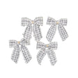 Set of 4 Black & White Tartan Boucle Jewelled Christmas Bow Decorations