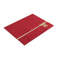 Set of 4 Dark Red Rectangular Felt Placemats with Champagne Gold Bow