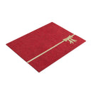 Set of 4 Dark Red Rectangular Felt Placemats with Champagne Gold Bow
