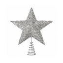 Large Silver Tinsel Star Shaped Christmas Tree Topper