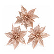 Set Of 3 Pink Glitter Poinsettia Picks - 24cm