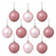 Set of 10 Mixed Pink Glitter Christmas Baubles