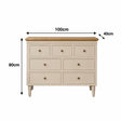 Cream & Wooden 7 Drawer Chest of Drawers - Claudia Range