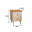 Pair of Cream & Wooden Two Drawer Bedside Tables - Claudia Range