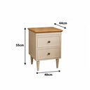 Pair of Cream & Wooden Two Drawer Bedside Tables - Claudia Range