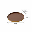 Round Cappuccino Brown & Gold Metal Display Tray - 23cm