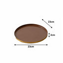 Round Cappuccino Brown & Gold Metal Display Tray - 23cm