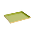 Large Rectangle Olive Green Enamel Metal Tray