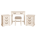 Ivory One Drawer Dressing Table Set & Pair of 3 Drawer Bedside Tables - Charlotte Ivory Range