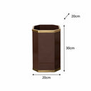 Hexagonal Chocolate Brown & Gold Edge Wooden Waste Paper Bin