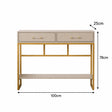 Large Slim Neutral Two Drawer Console Table / Dressing Table - Liana Taupe Range