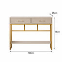 Large Slim Neutral Two Drawer Console Table / Dressing Table - Liana Taupe Range