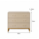 Large Neutral 3 Drawer Chest of Drawers - Liana Taupe Range